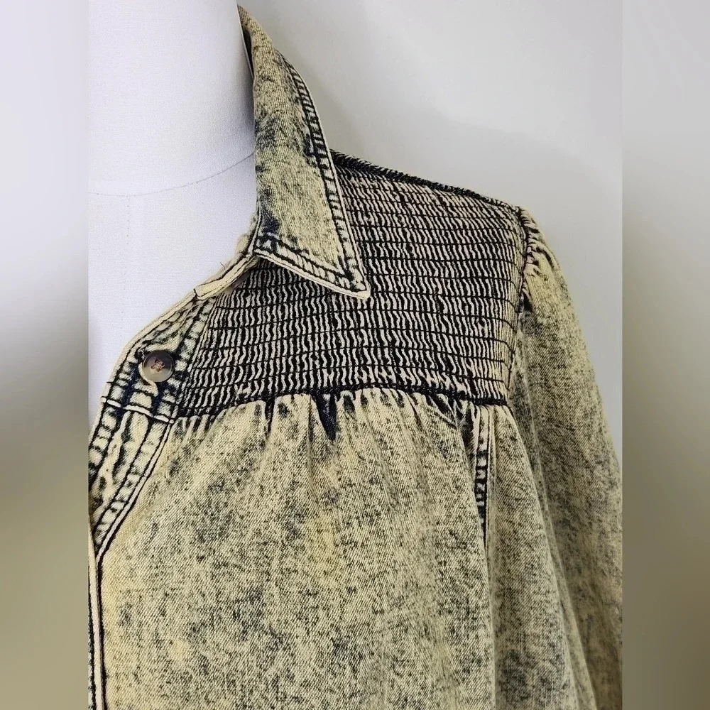 New! || FREE PEOPLE || Vanessa dress/tunic, Sz Small, Acid Washed, Yellow Rinse - Picture 3 of 9